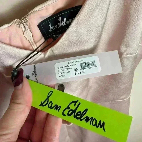 Sam Edelman Sz 4 Elegant Light Pink Satin Dress - Picture 5 of 6